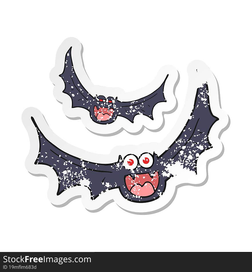 retro distressed sticker of a cartoon halloween bats