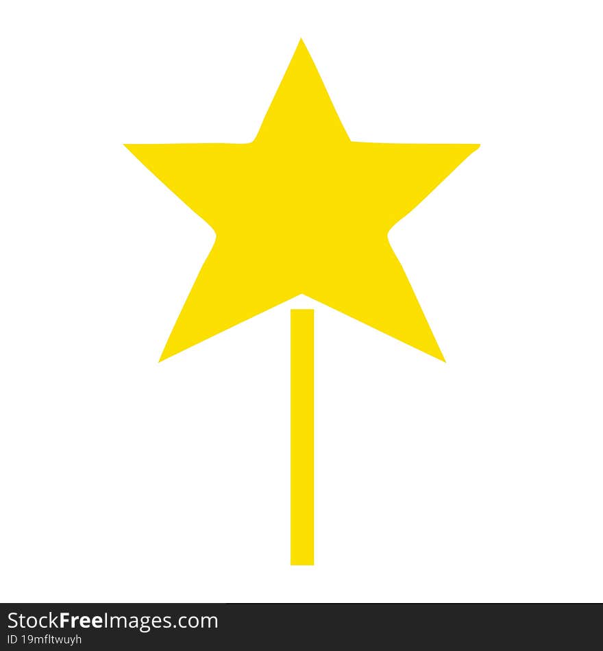 flat color retro cartoon star wand