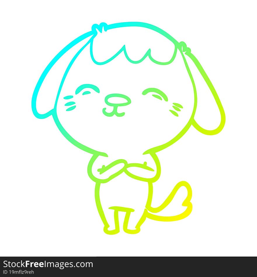 cold gradient line drawing happy cartoon dog