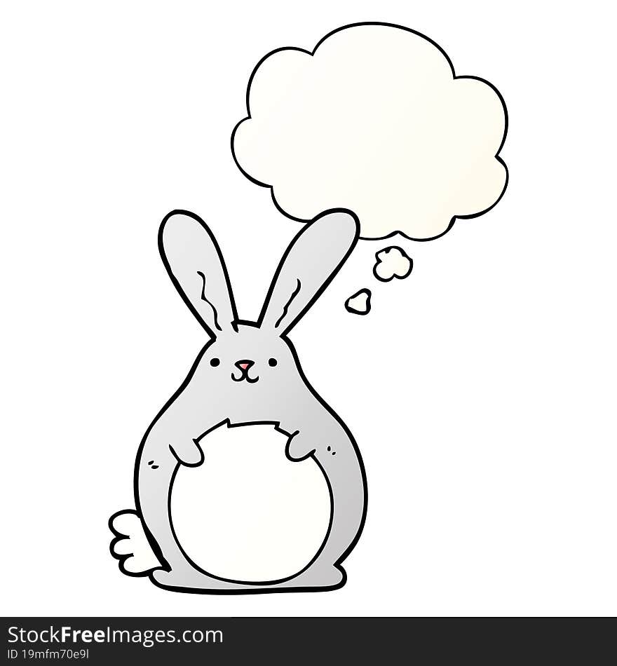 cartoon rabbit with thought bubble in smooth gradient style