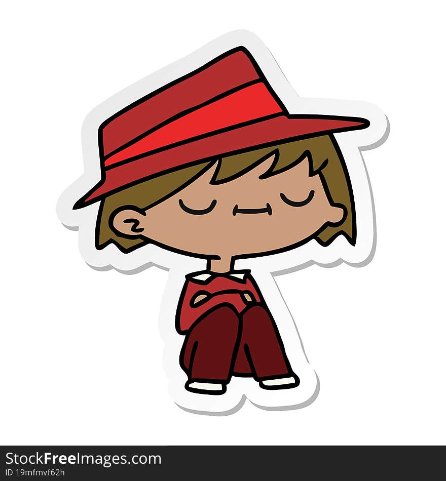 sticker cartoon of a cute kawaii person