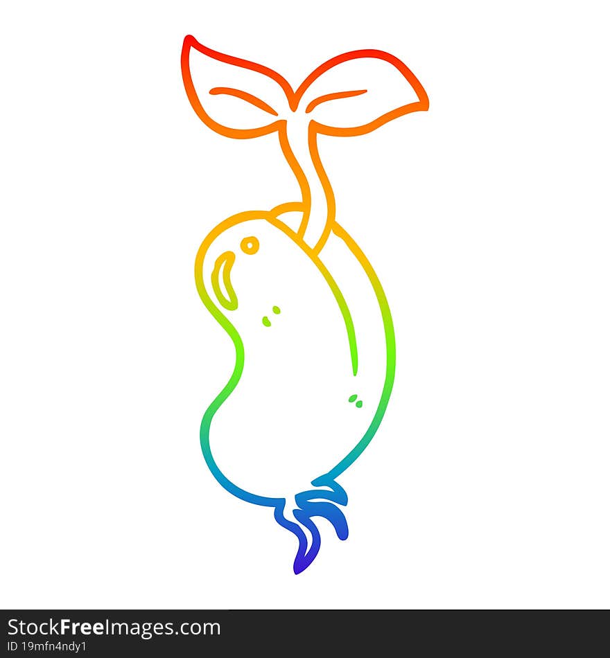 rainbow gradient line drawing cartoon sprouting seed