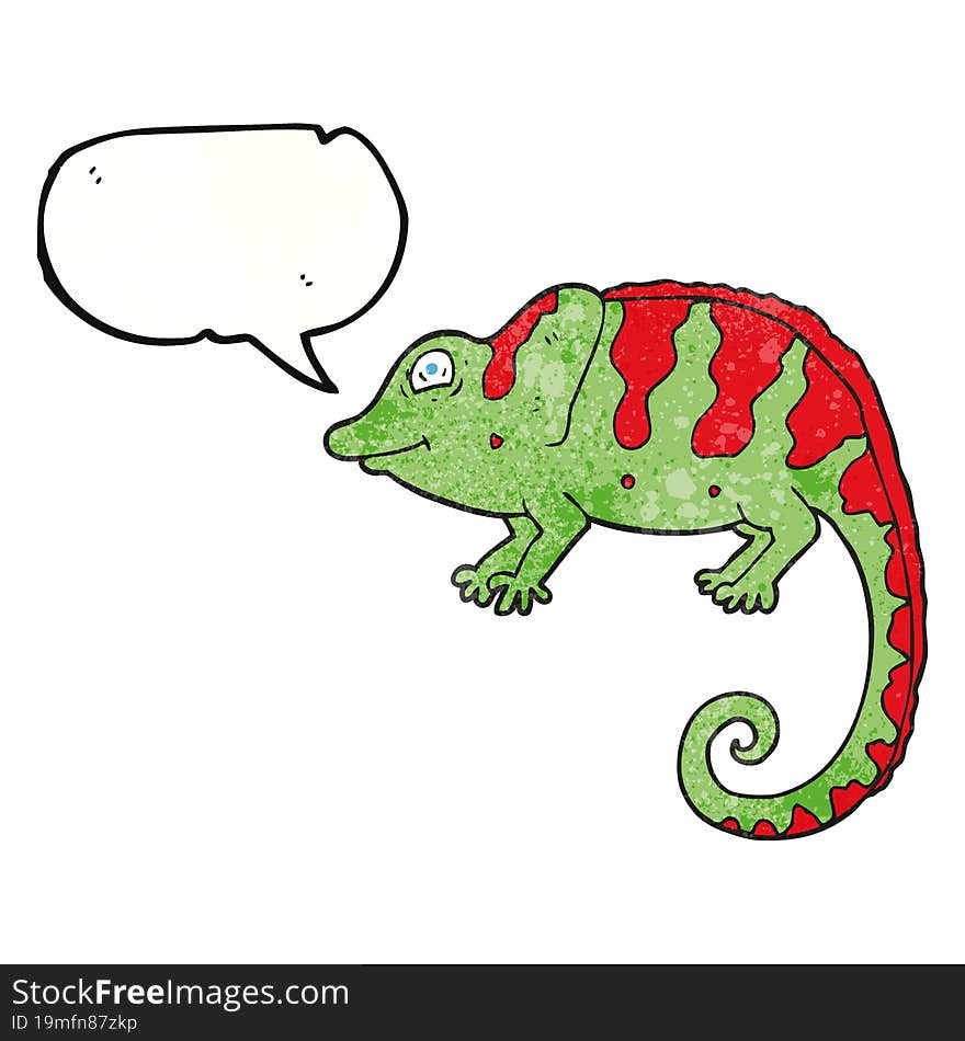 Speech Bubble Textured Cartoon Chameleon