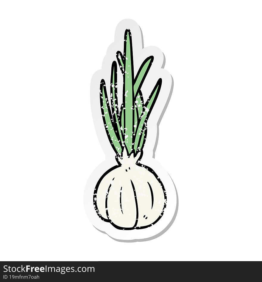 Distressed Sticker Of A Cartoon Garlic