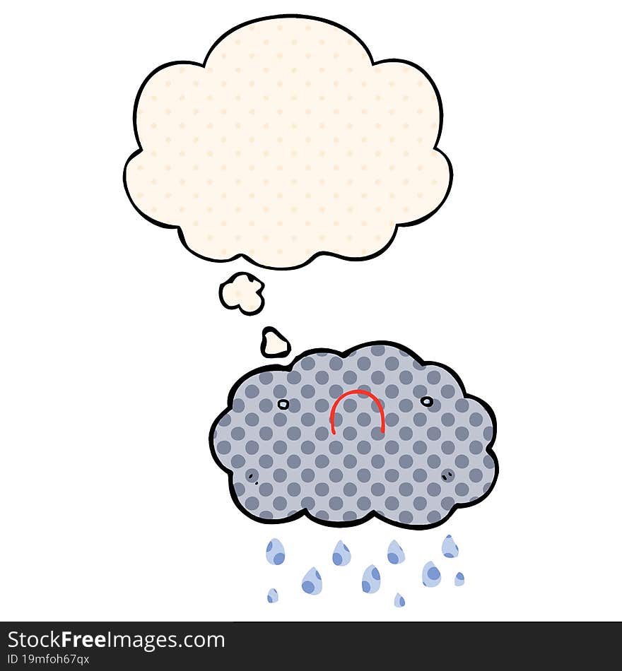 cute cartoon cloud and thought bubble in comic book style