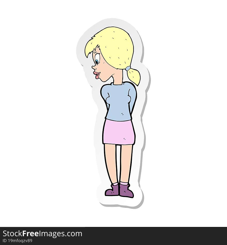 Sticker Of A Cartoon Pretty Girl