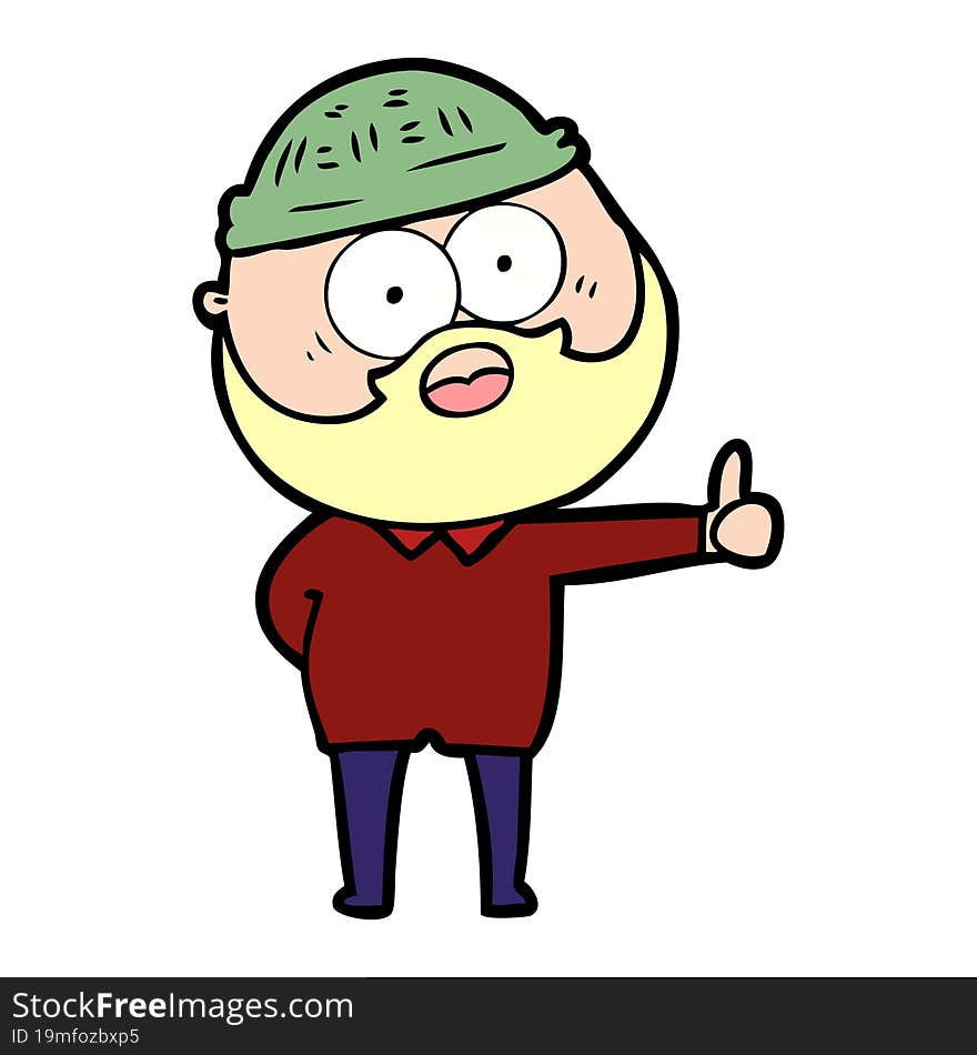 cartoon bearded man giving thumbs up sign. cartoon bearded man giving thumbs up sign