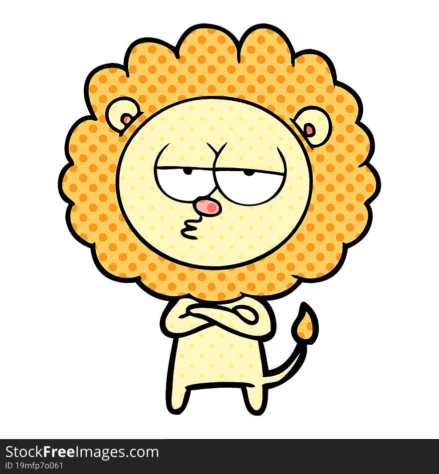 cartoon bored lion. cartoon bored lion