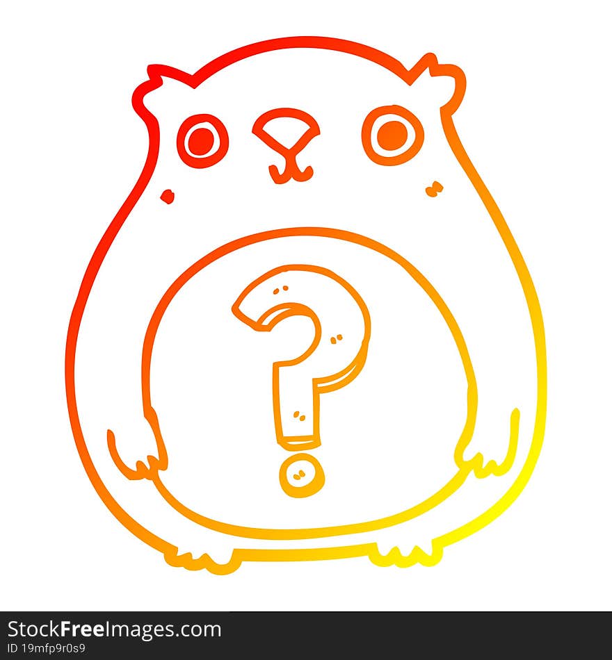 warm gradient line drawing cartoon curious bear