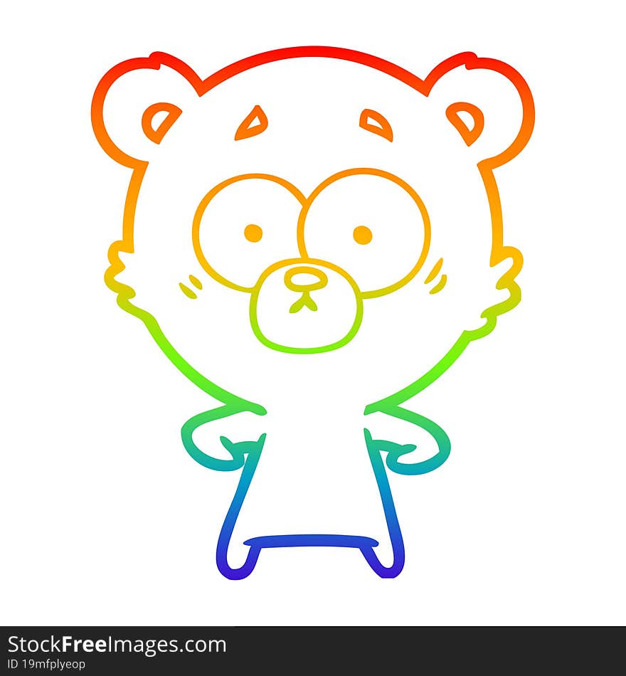 Rainbow Gradient Line Drawing Surprised Polar Bear Cartoon