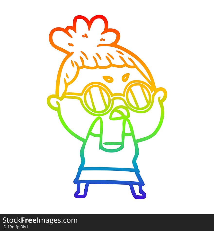 rainbow gradient line drawing cartoon annoyed woman