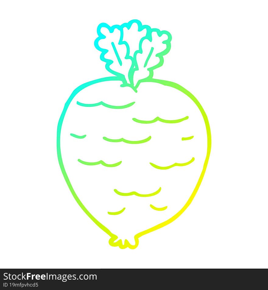 cold gradient line drawing of a cartoon root vegetable