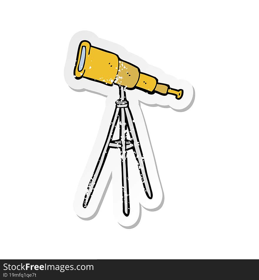 retro distressed sticker of a cartoon telescope