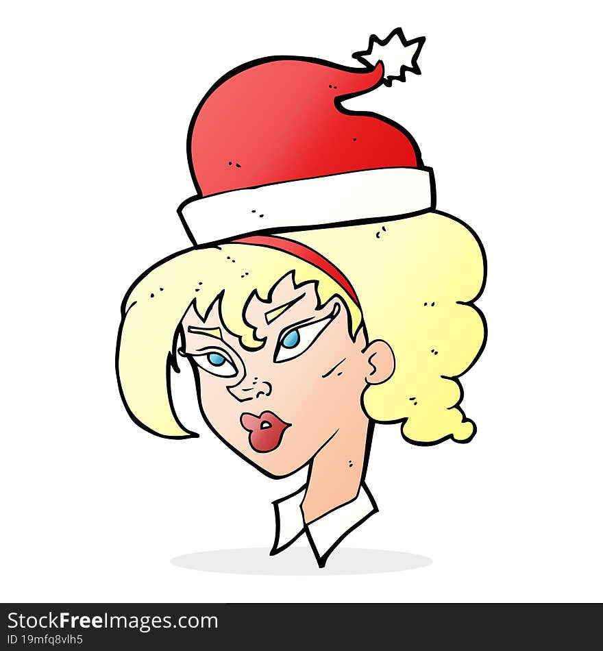 Cartoon Woman Ready For Christmas