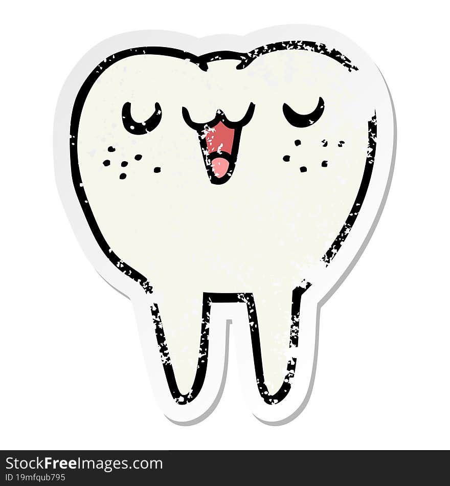 distressed sticker of a cartoon tooth