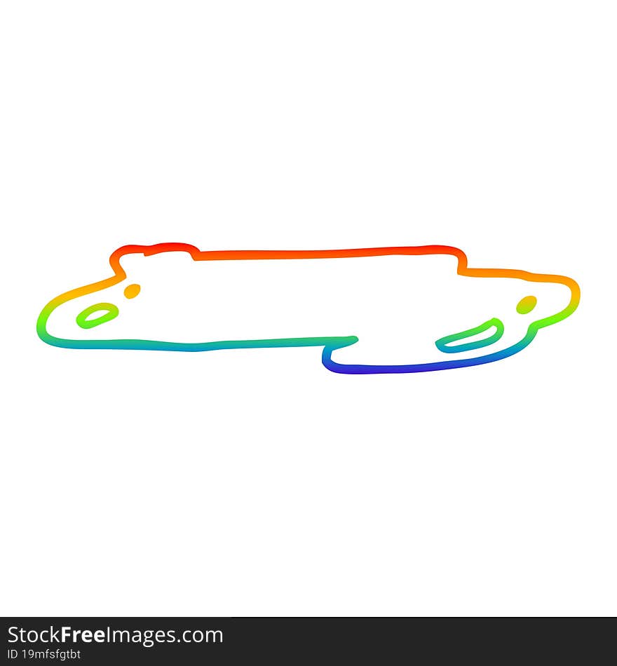 Rainbow Gradient Line Drawing Cartoon Water Puddle