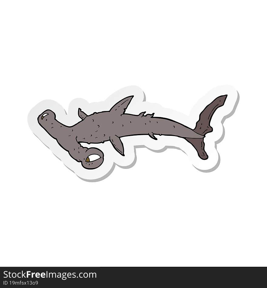 sticker of a cartoon hammerhead shark