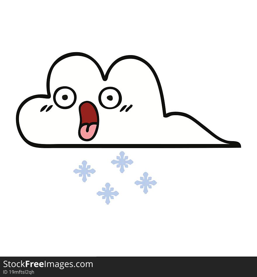 Cute Cartoon Shocked Snow Cloud