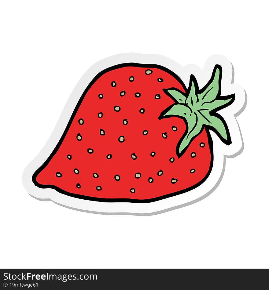 sticker of a cartoon strawberry