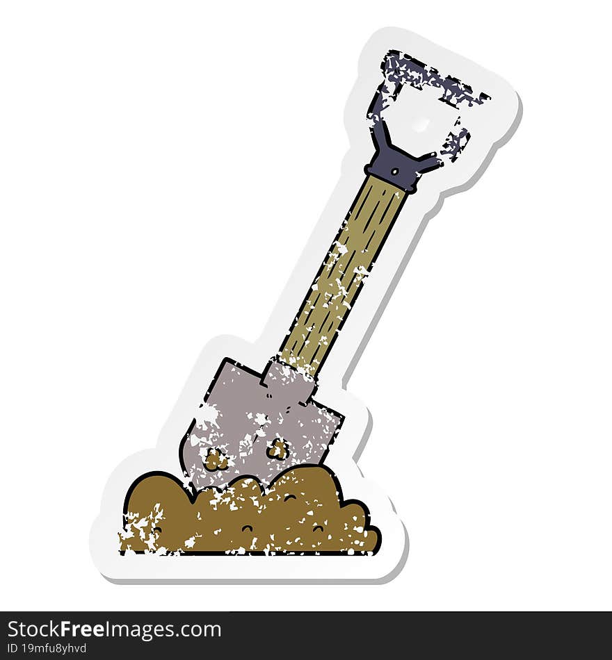 distressed sticker of a cartoon shovel