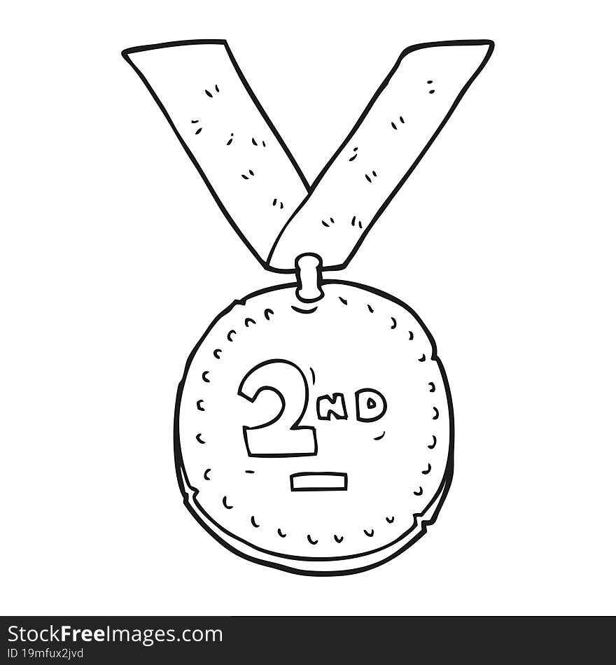 black and white cartoon sports medal