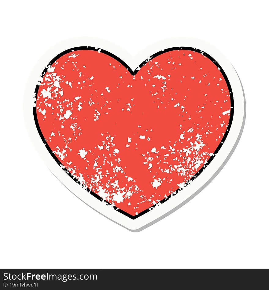 Traditional Distressed Sticker Tattoo Of A Heart