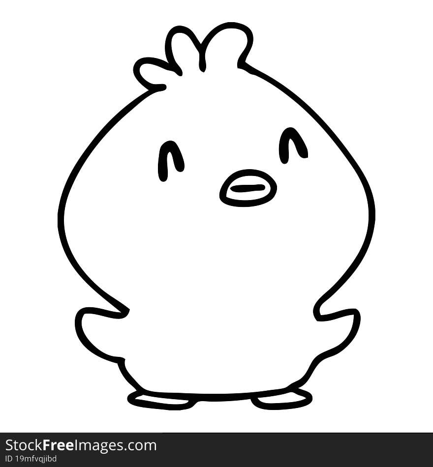 line doodle of a happy little chick