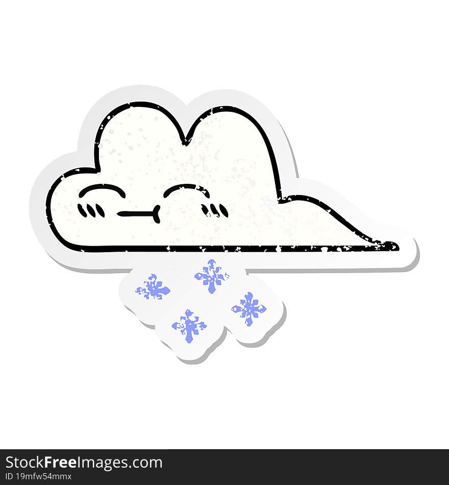 Distressed Sticker Of A Cute Cartoon Snow Cloud