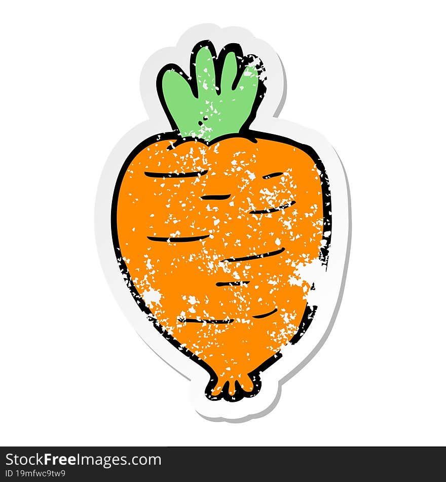 Distressed Sticker Of A Cartoon Root Vegetable