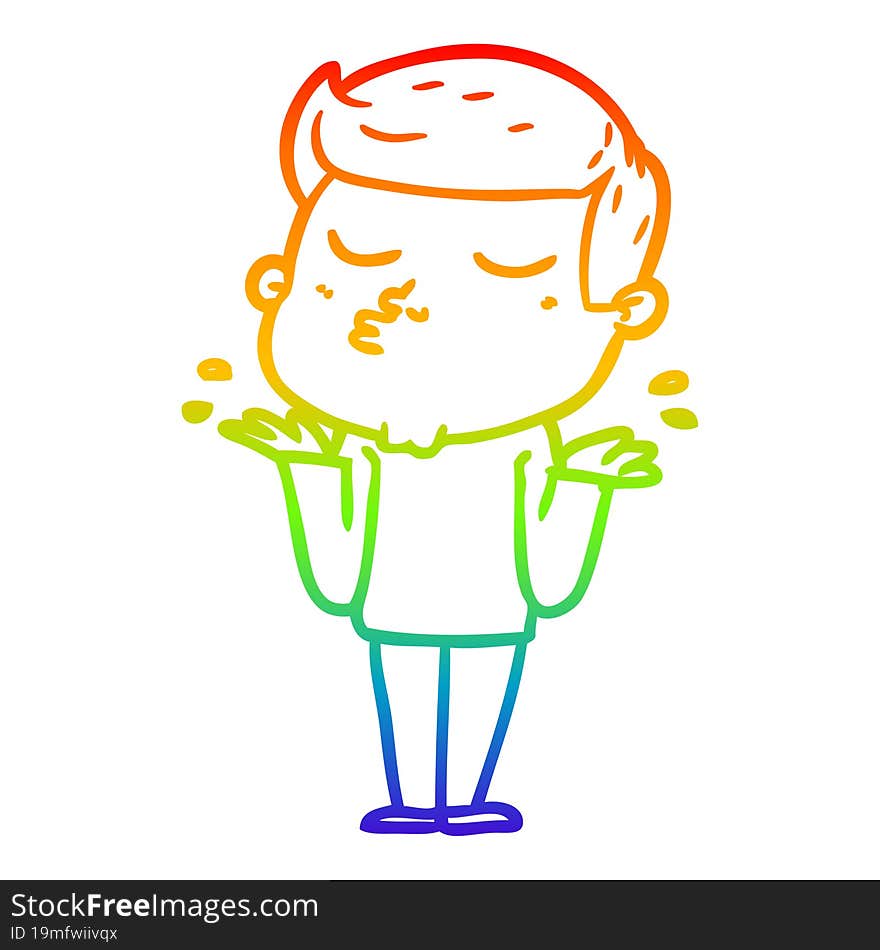 rainbow gradient line drawing of a cartoon model guy pouting