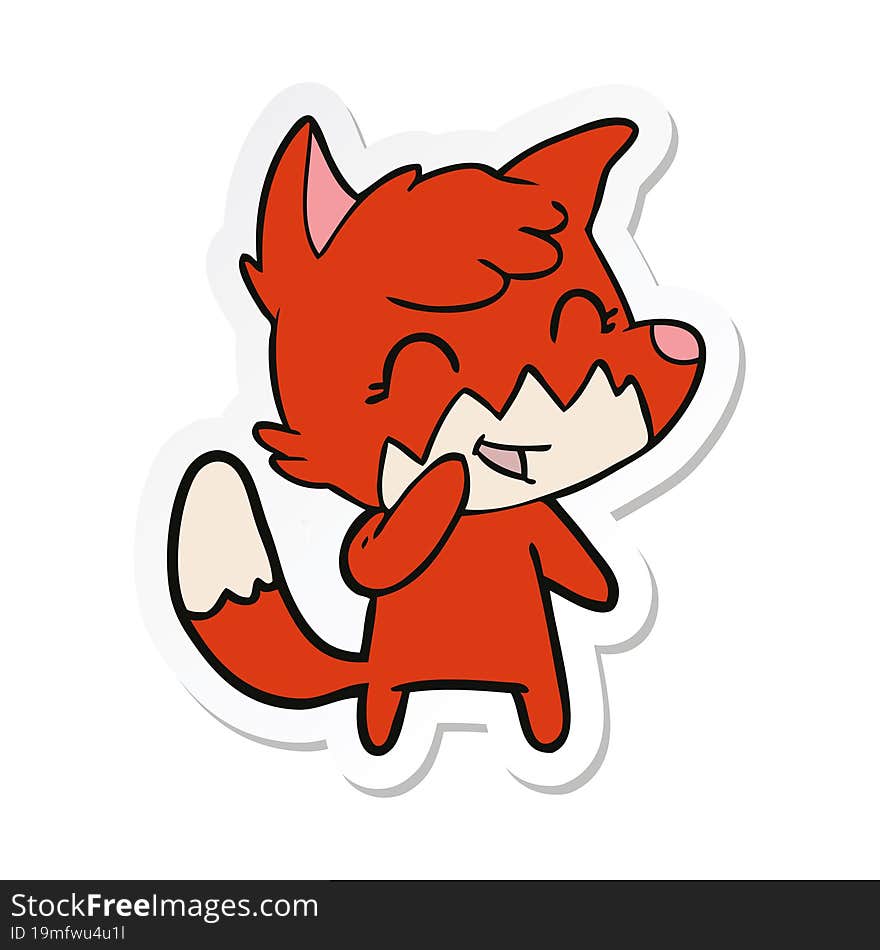 sticker of a happy cartoon fox