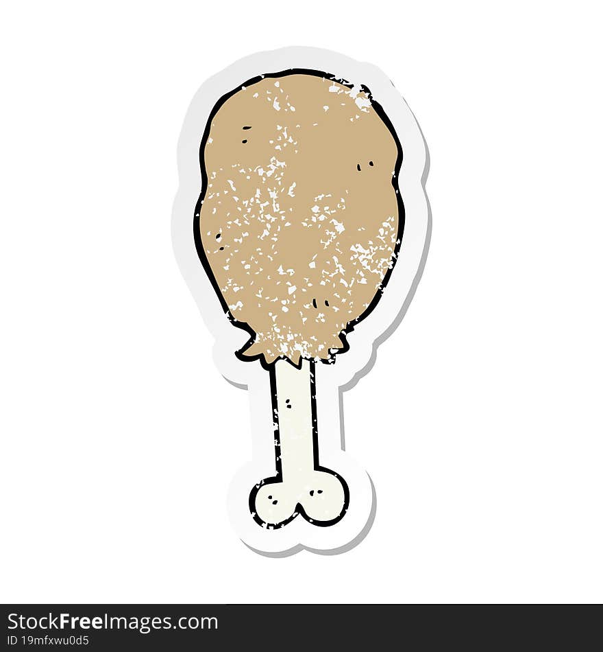 distressed sticker of a cartoon chicken leg