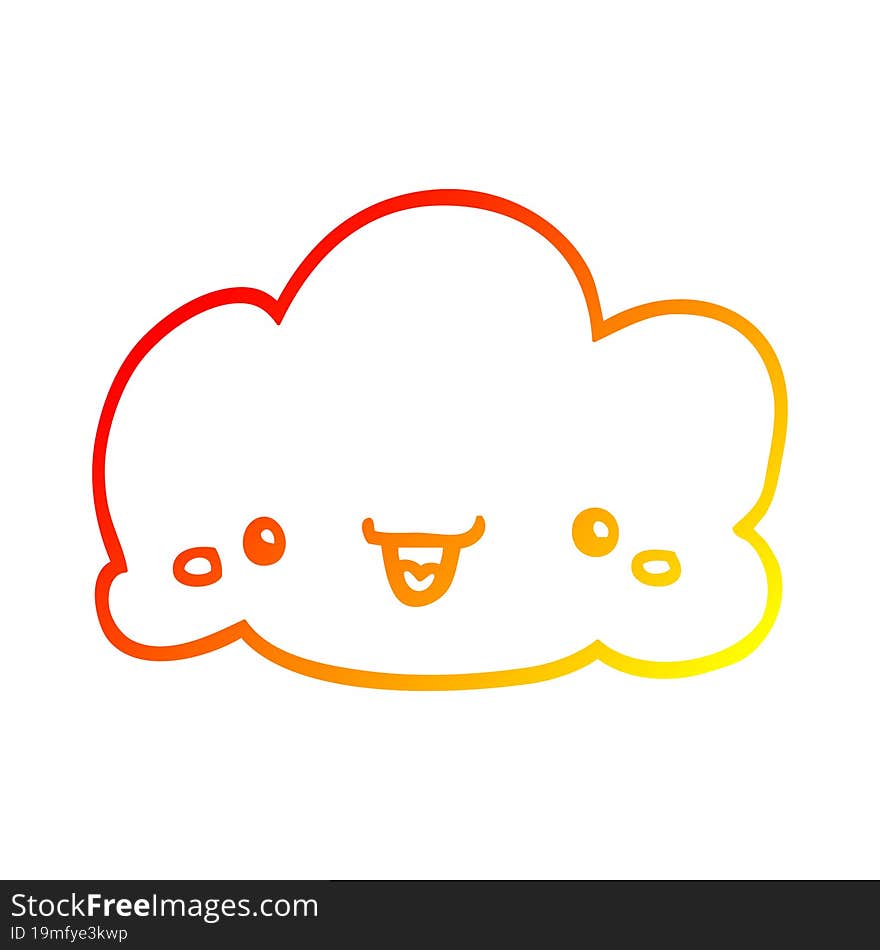 Warm Gradient Line Drawing Cute Cartoon Cloud