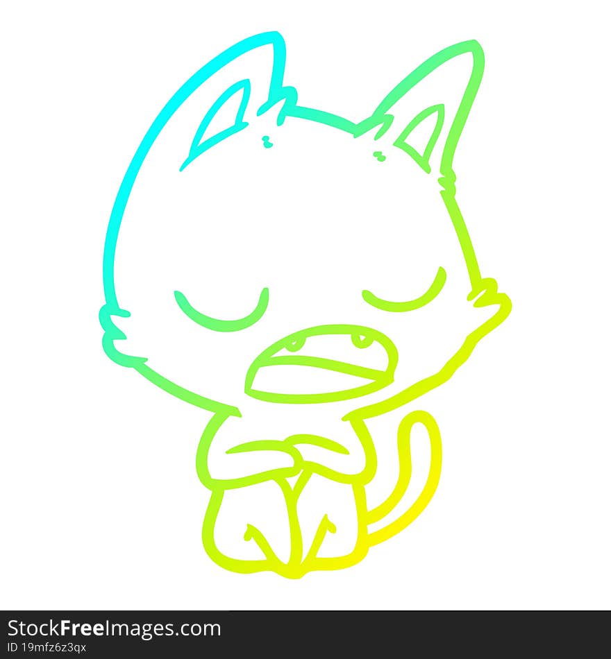 cold gradient line drawing talking cat cartoon