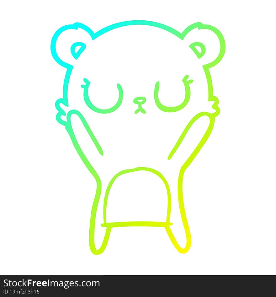 Cold Gradient Line Drawing Peaceful Cartoon Bear Cub