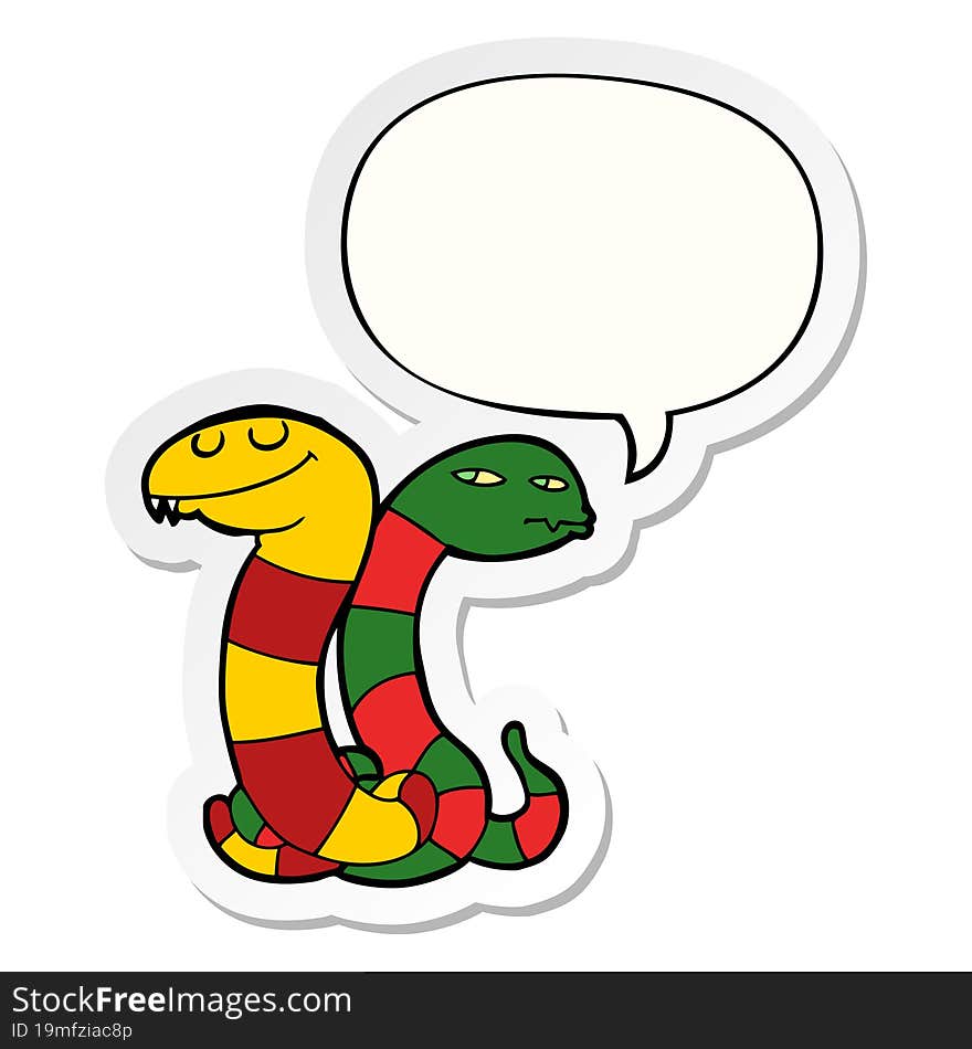 Cartoon Snakes And Speech Bubble Sticker