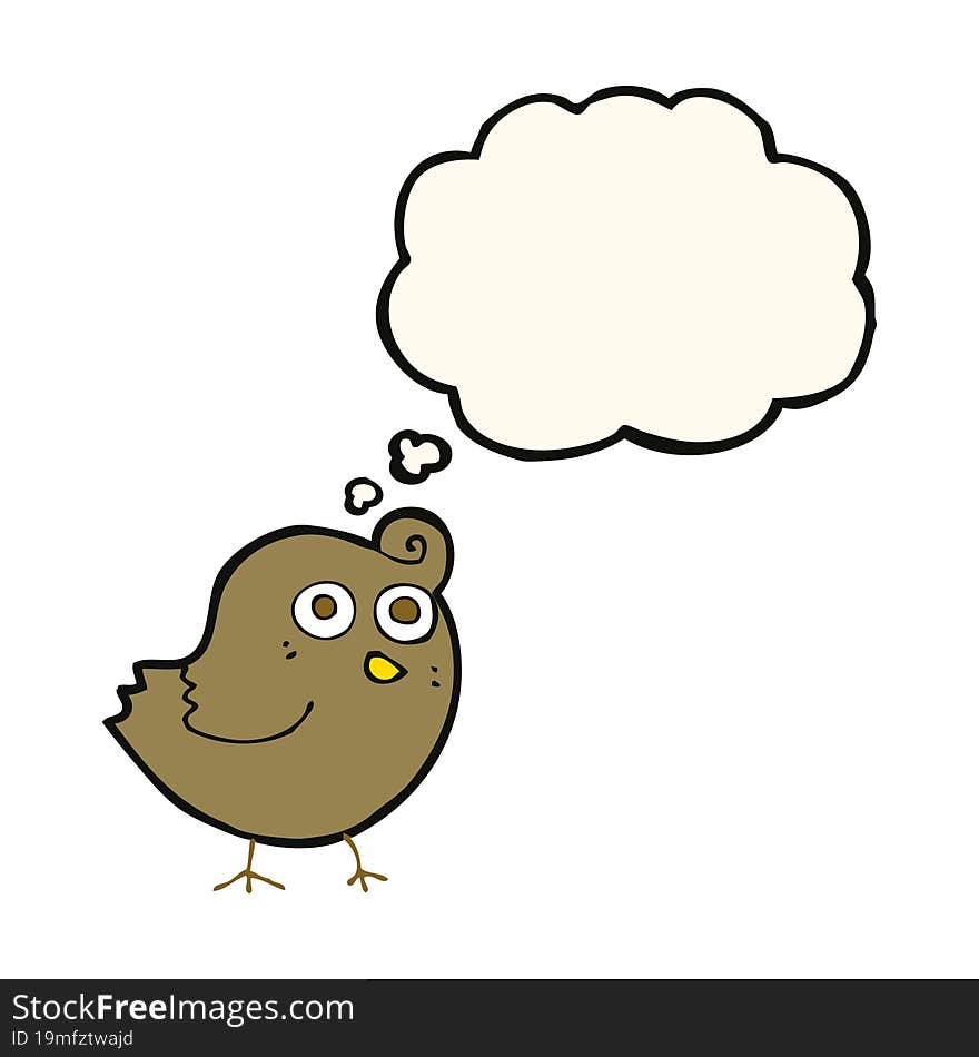 Funny Cartoon Bird With Thought Bubble