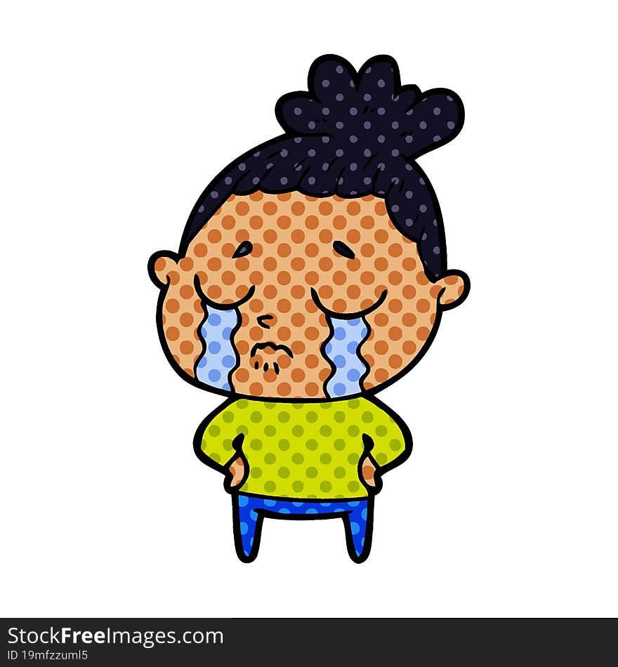 cartoon crying woman. cartoon crying woman