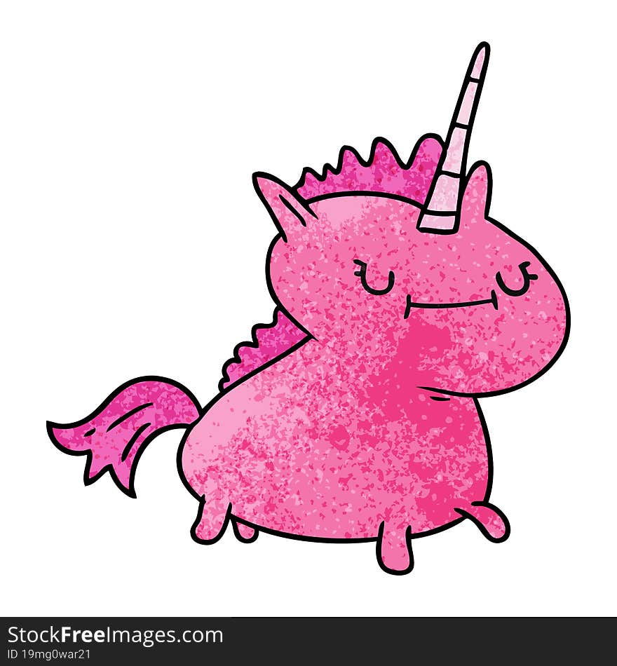 textured cartoon doodle of a magical unicorn