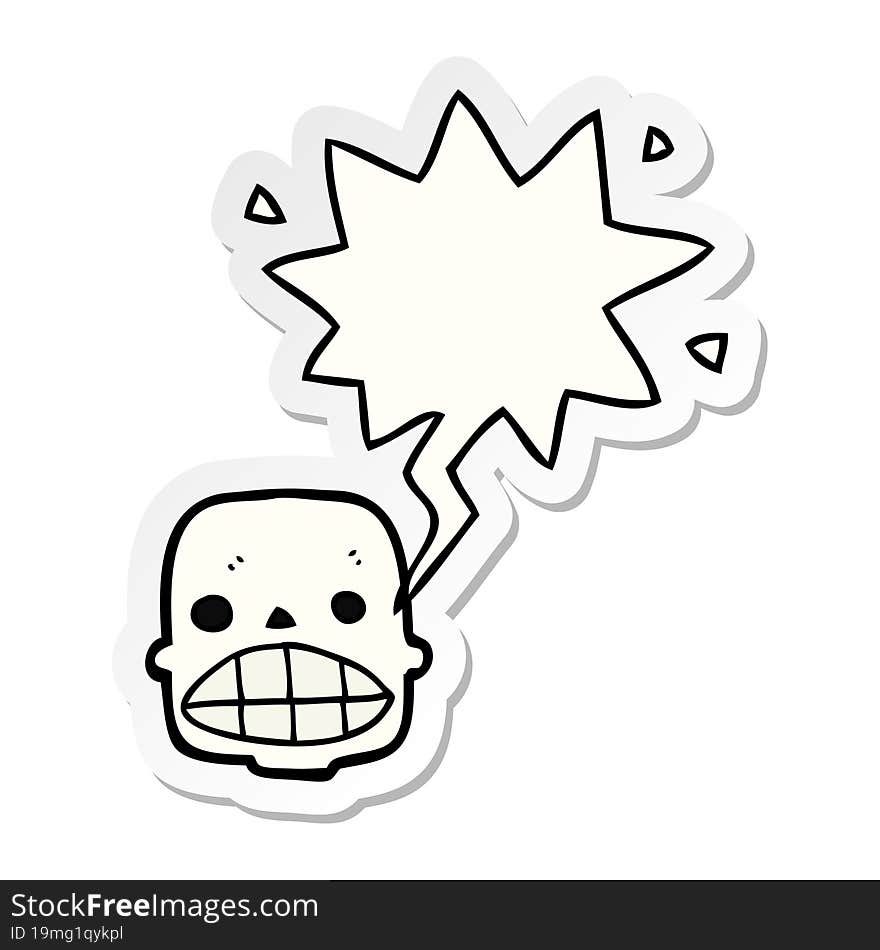 Cartoon Skull And Speech Bubble Sticker