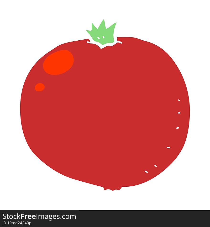 Flat Color Illustration Of A Cartoon Tomato