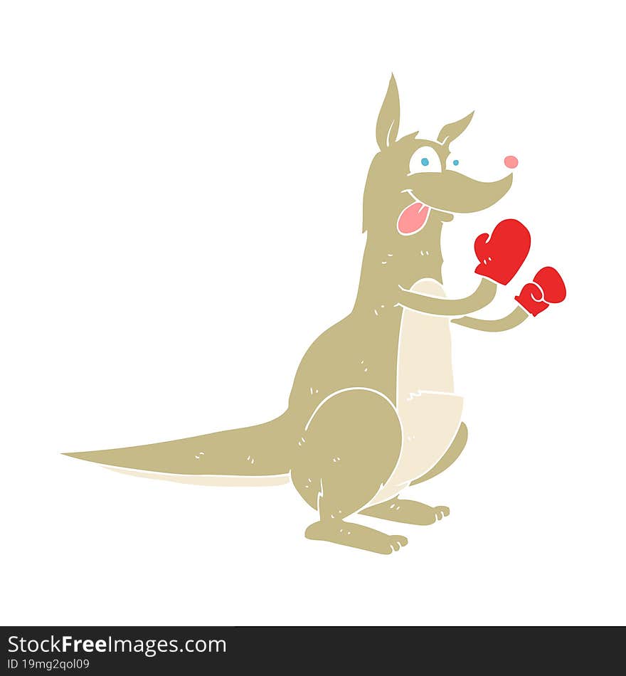 flat color illustration of a cartoon boxing kangaroo