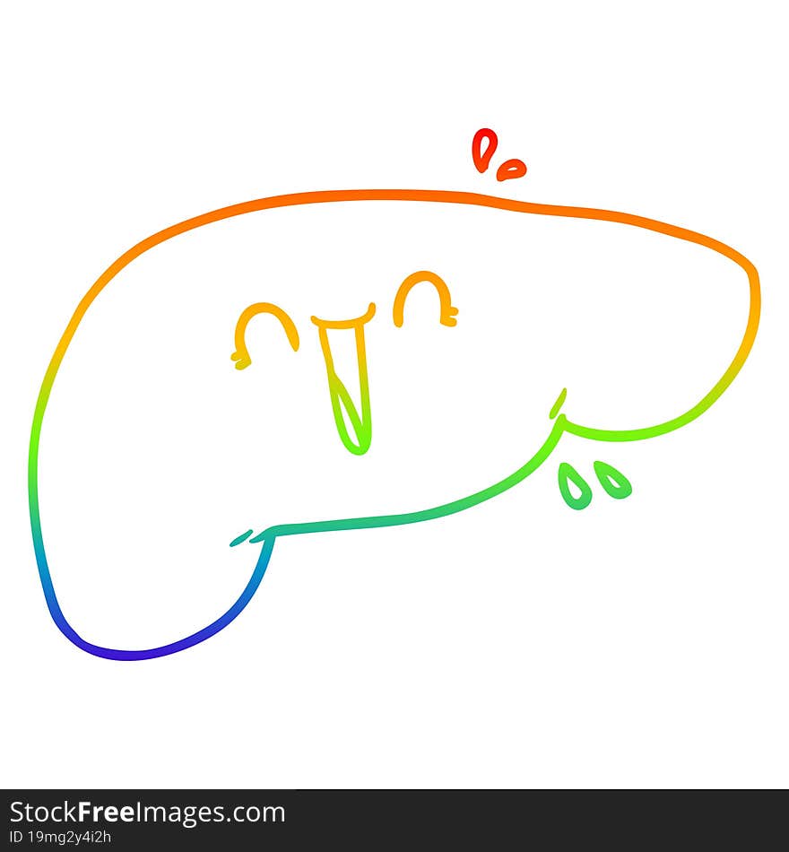 rainbow gradient line drawing cartoon liver