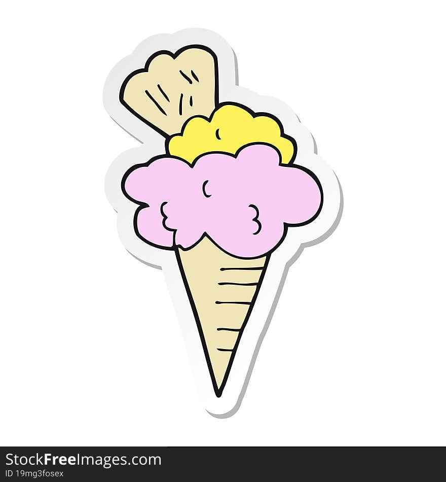 sticker of a cartoon ice cream