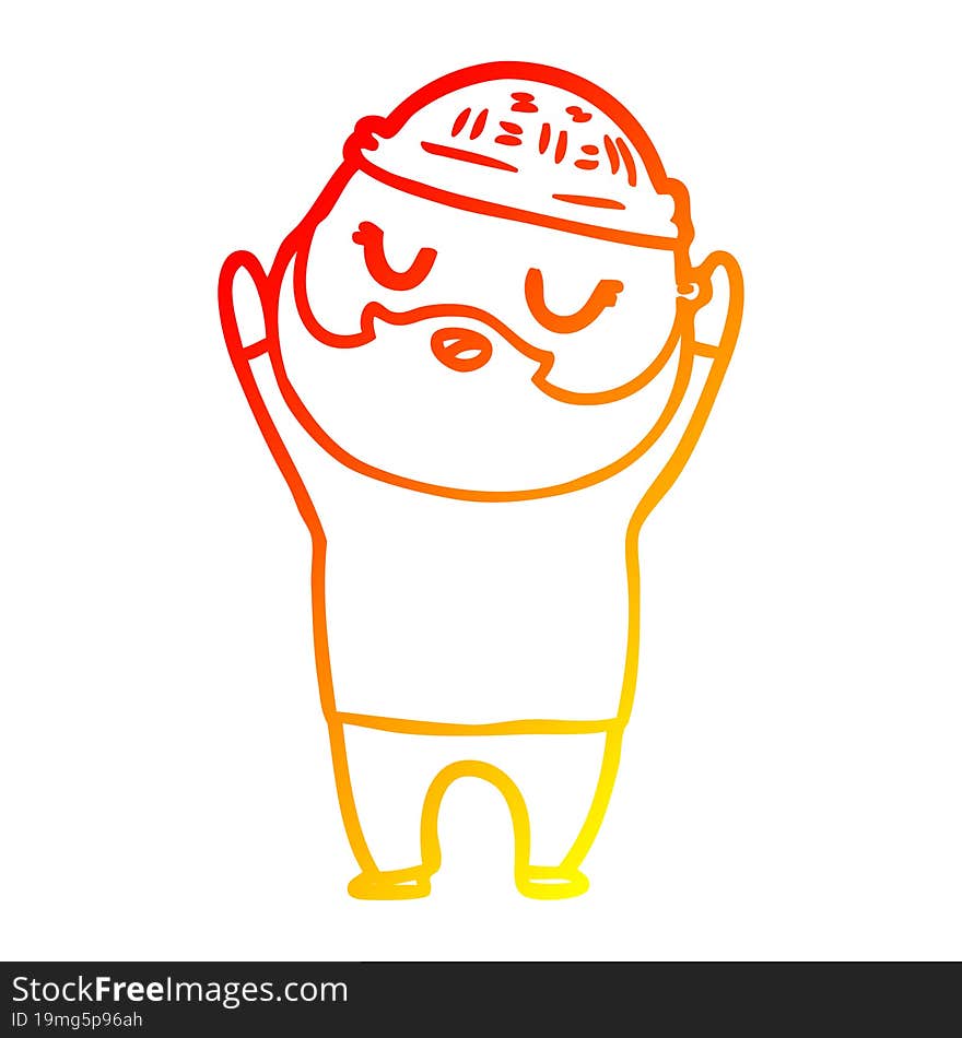 warm gradient line drawing cartoon man with beard