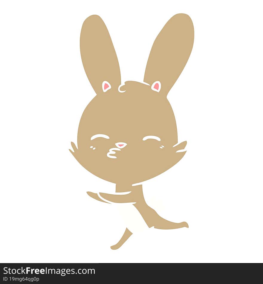 curious bunny flat color style cartoon