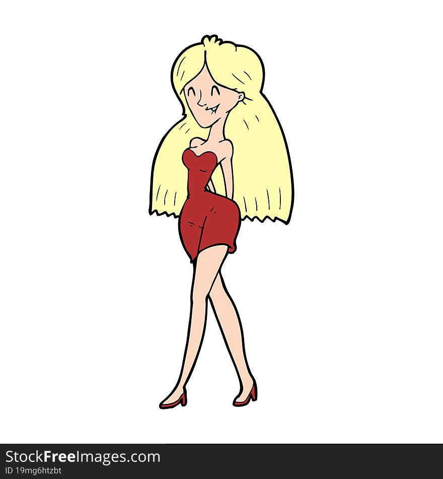 cartoon woman in dress