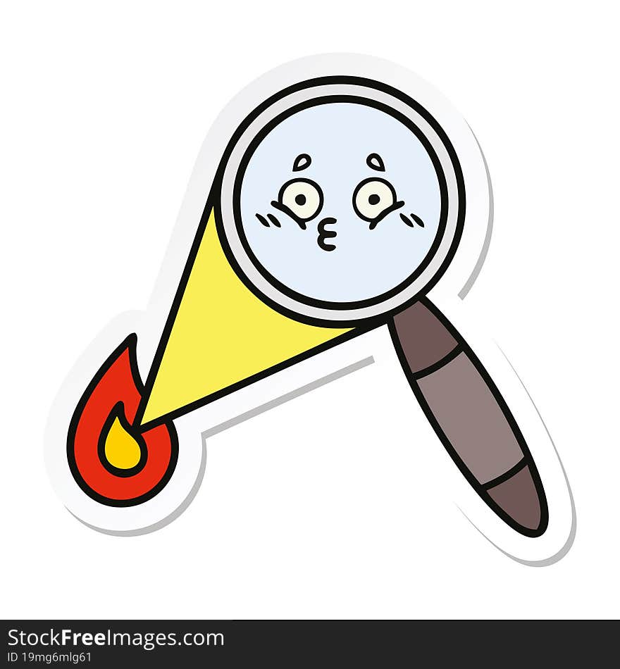 sticker of a cute cartoon magnifying glass