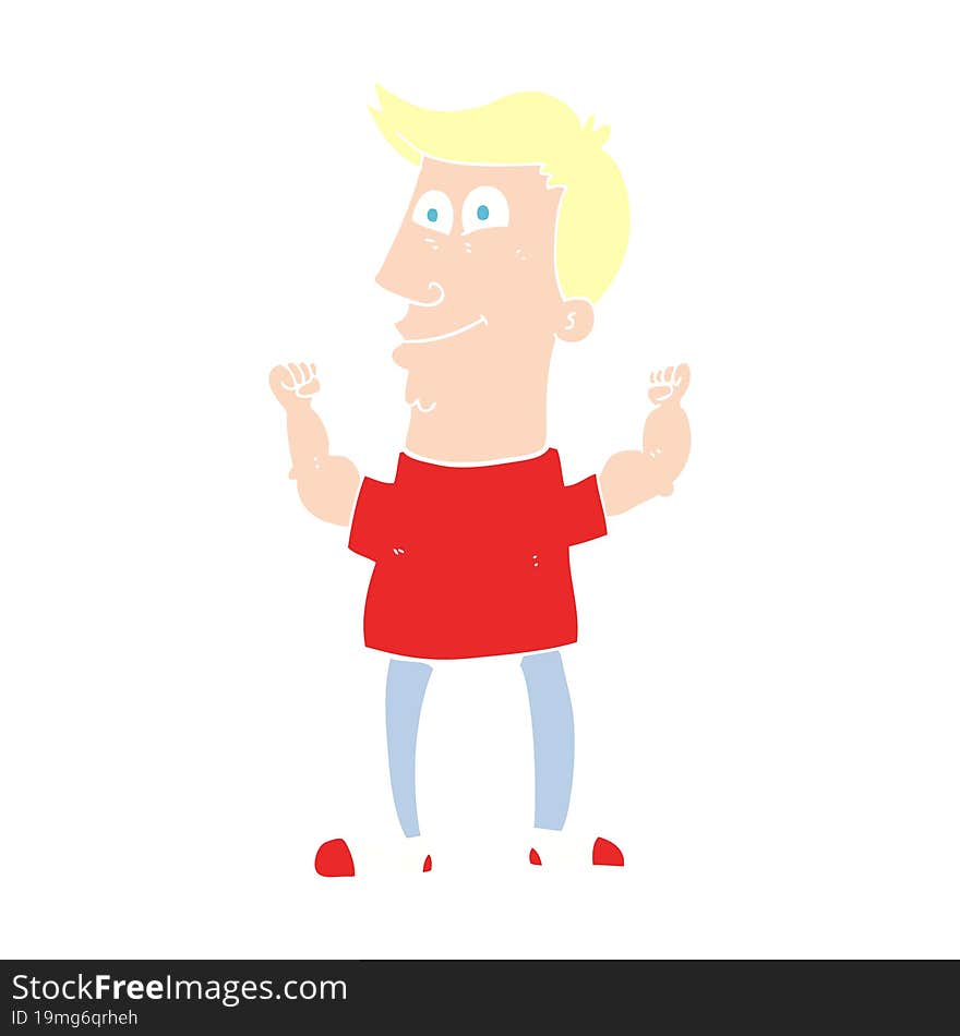 flat color illustration of a cartoon celebrating man