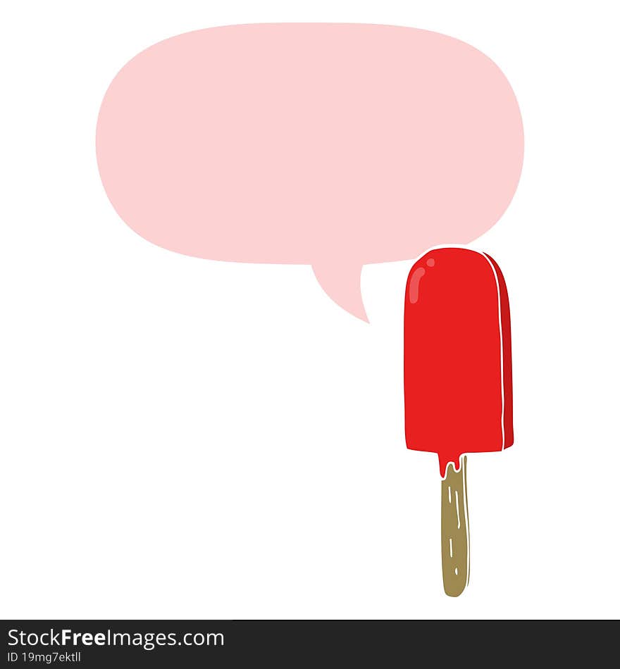 cartoon lollipop and speech bubble in retro style